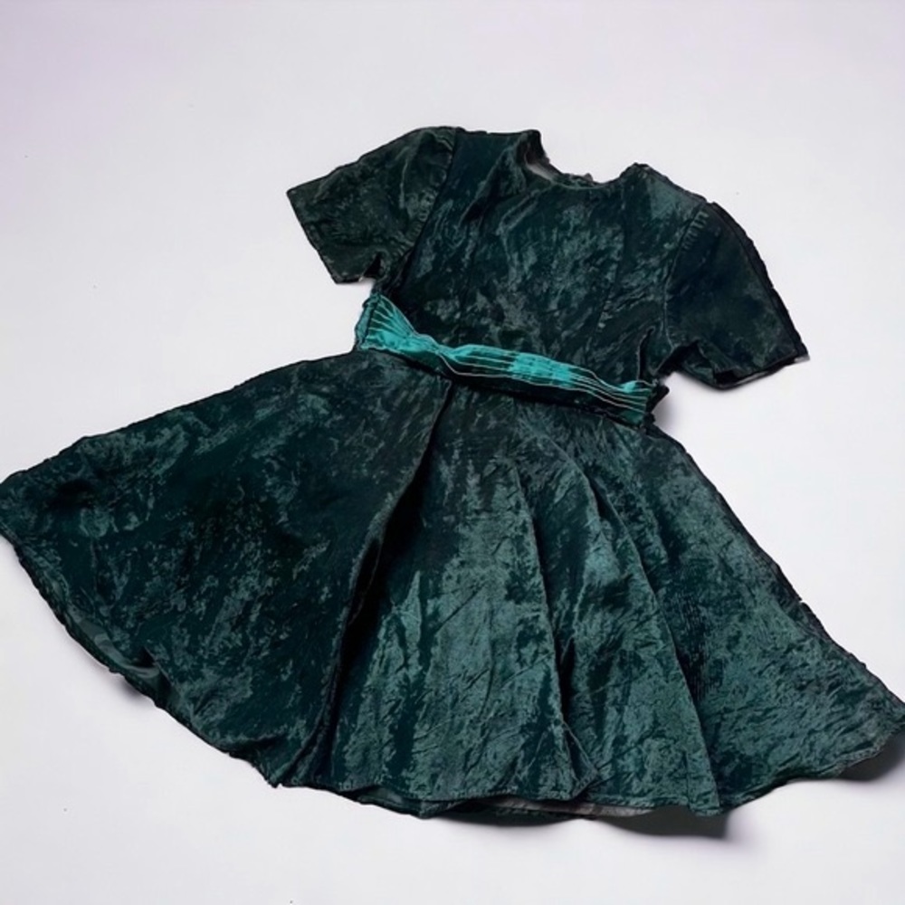 Vintage Dimples Los Angeles Green Velvet Dress - Size 5